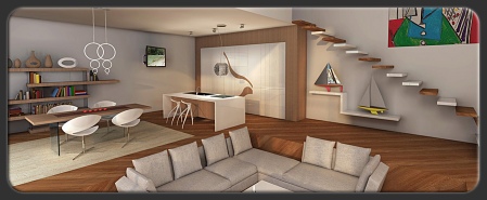 3D vizualizacija kuhinje notranja ureditev hiše