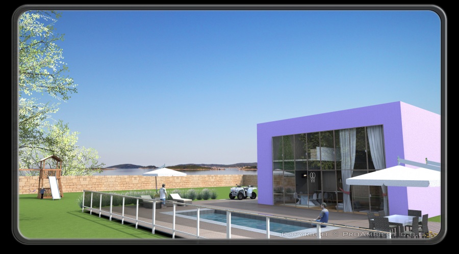 fasada viola barva hiše vizualizacija