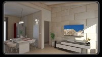Dnevna soba s 3D steno vidni trami mansarda