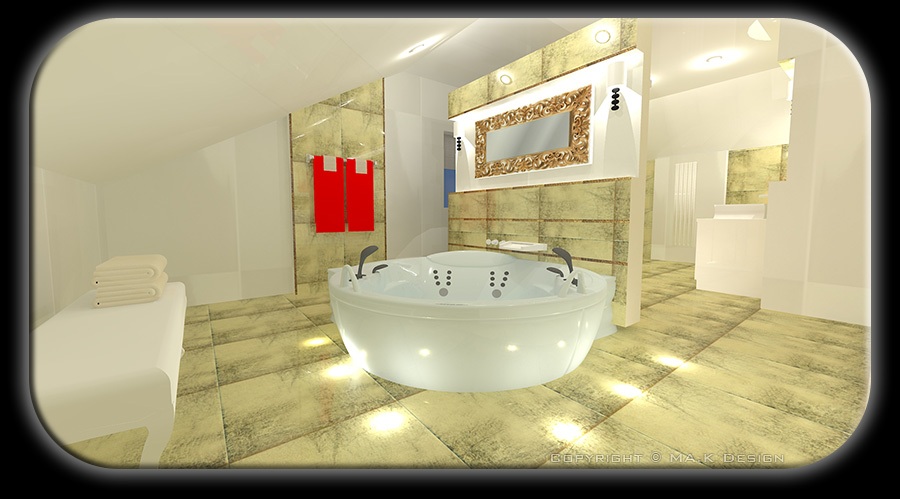 3D visualisazione bagno - foglia oro