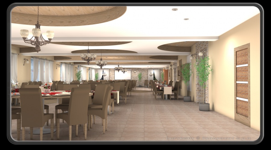 3D Progettazione d'interni risporante hotel Pohorju render