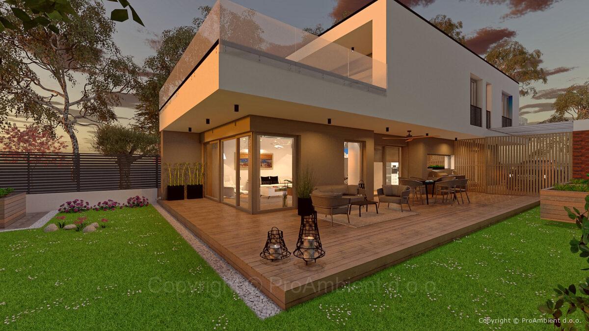 3d Vizualizacija Moderne Hiše - sončni zahod
