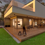 3d Vizualizacija Moderne Hiše Z Ravno Streho